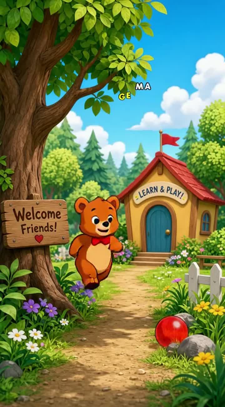 A cute little bear named Timka learns colors with his friends — AI cartoon