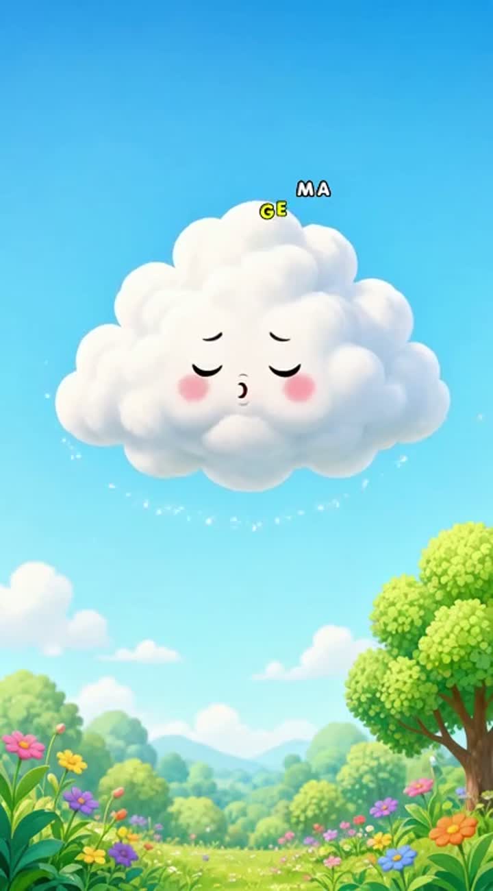 One day a fluffy white cloud named Puff lost his rain — AI cartoon
