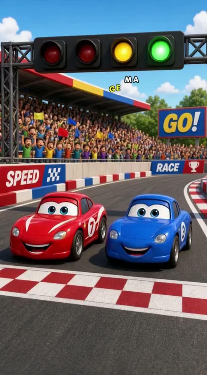 The Great Cartoon Car Race — AI cartoon