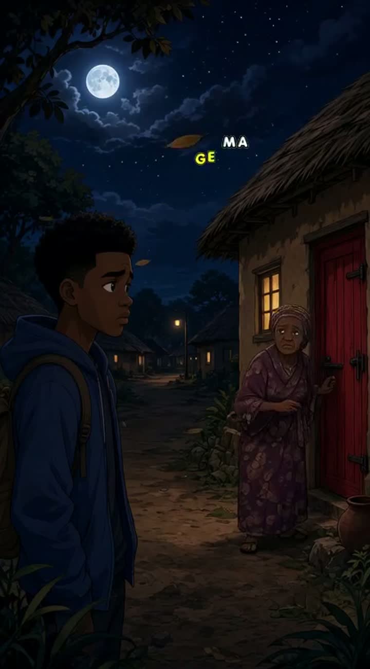 A young Nigerian man named Chidi returns to his village after ten… — AI cartoon