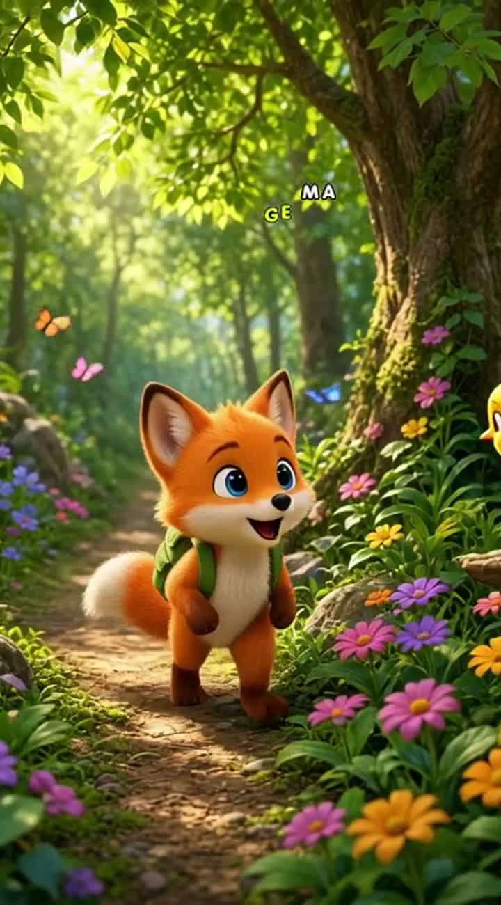 Original cute 3D animated baby fox named Benny, orange fur… — AI cartoon