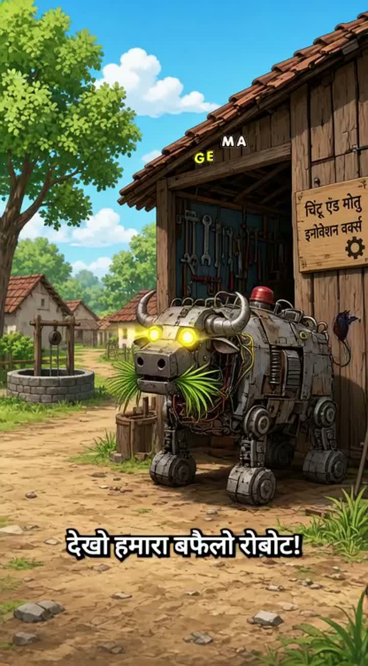 Vertical 2D Hindi cartoon comedy for YouTube Shorts — AI cartoon