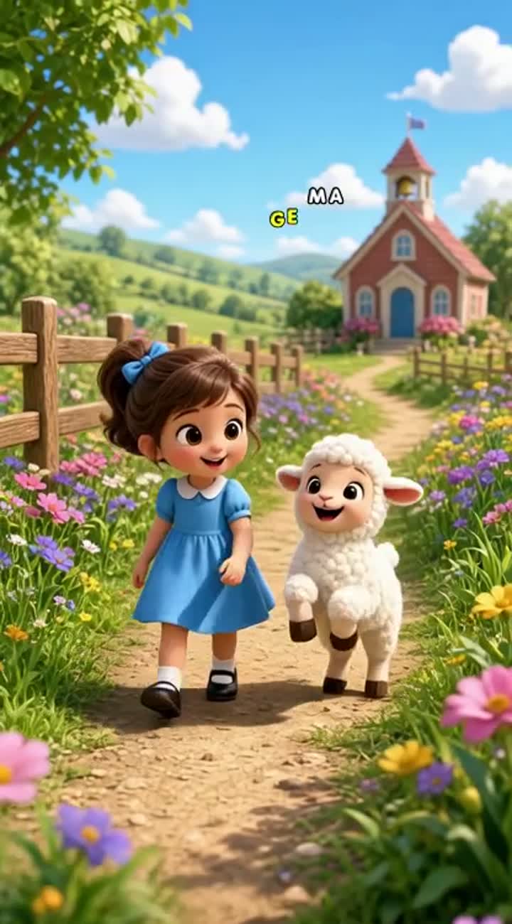 A cute 3D animated little girl named Mary wearing a blue dress… — AI cartoon