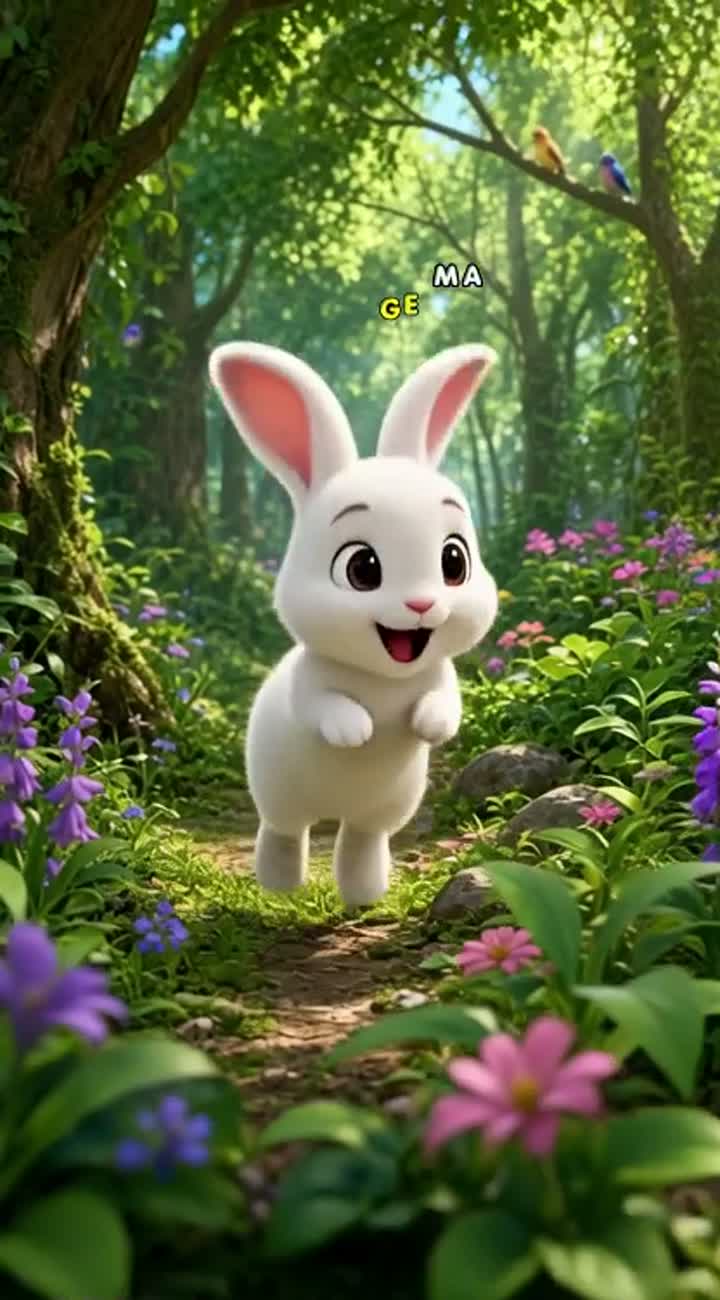 A cute little white rabbit named Tuku searching for food… — AI cartoon