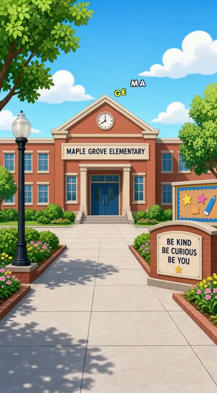 The scene begins with an empty school with no students… — AI cartoon