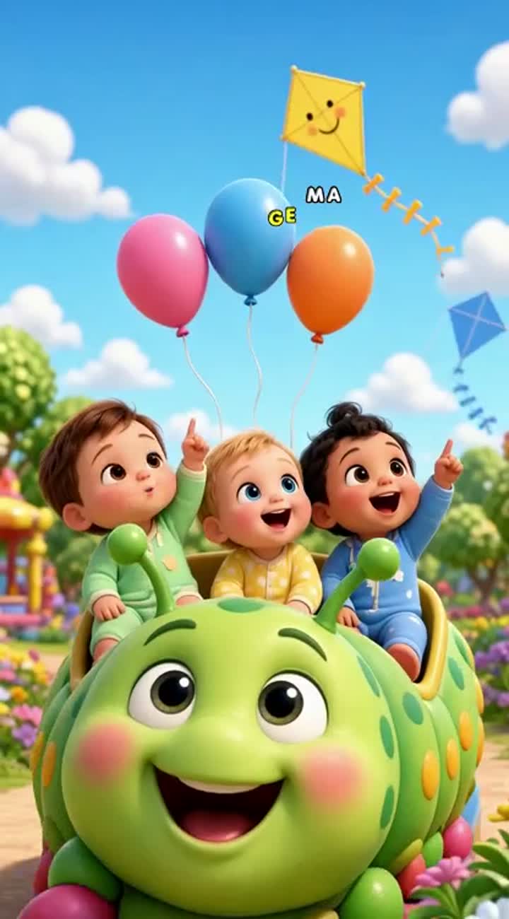 A vibrant 3D Pixar-style animation featuring three cheerful baby… — AI cartoon