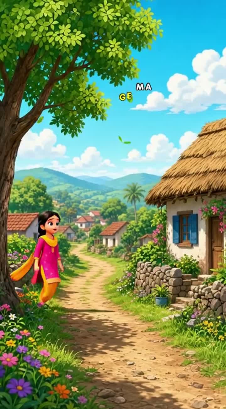 Ik Gao me ik ladki rahti thi us ka Animated cartoon with smooth… — AI cartoon