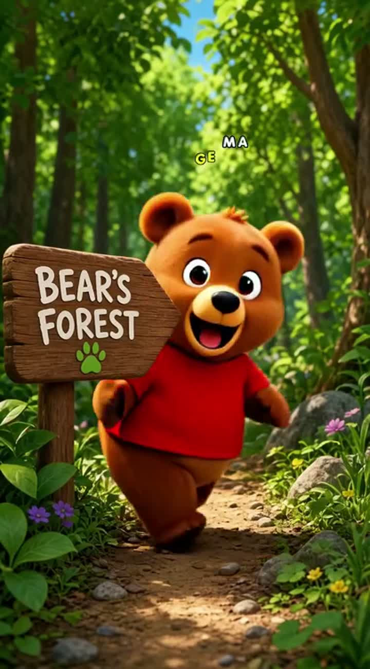 Cute, funny 3D cartoon bear for kids — AI cartoon
