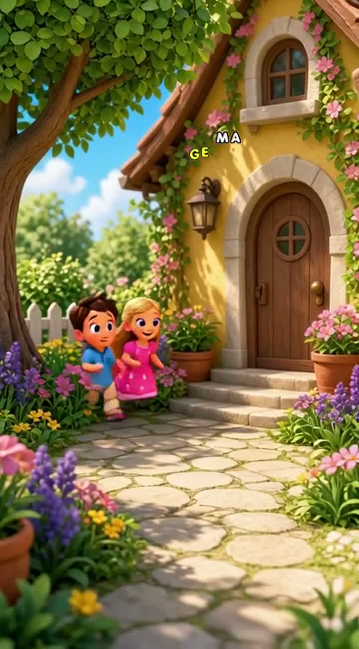 Kids jugando tipo disney con la biblia leyendo Animated cartoon… — AI cartoon
