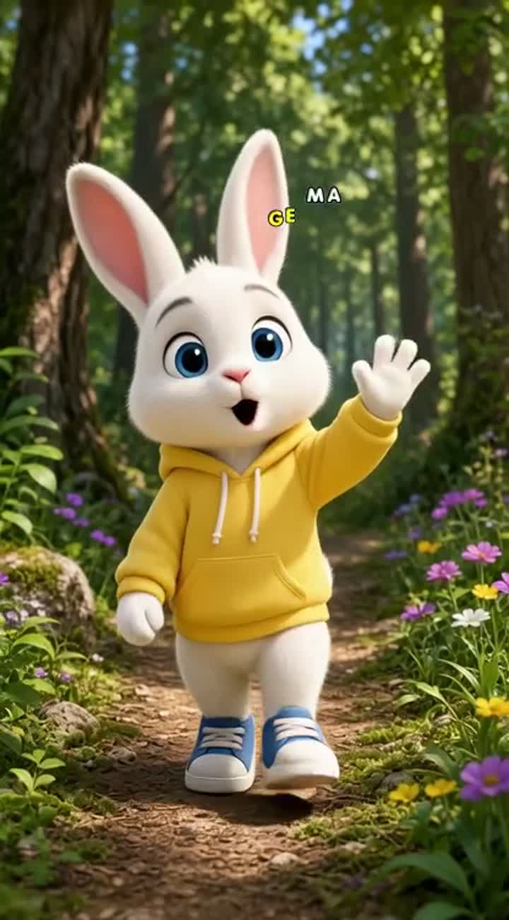 High-quality 3D cartoon animation of a cute little white rabbit… — AI cartoon