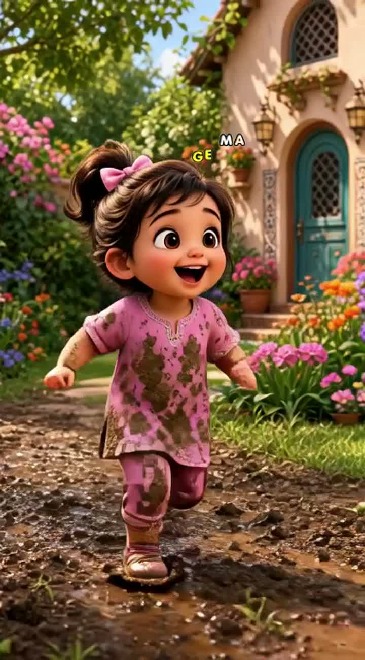 Zeina, a mischievous and adorable two-year-old little girl — AI cartoon