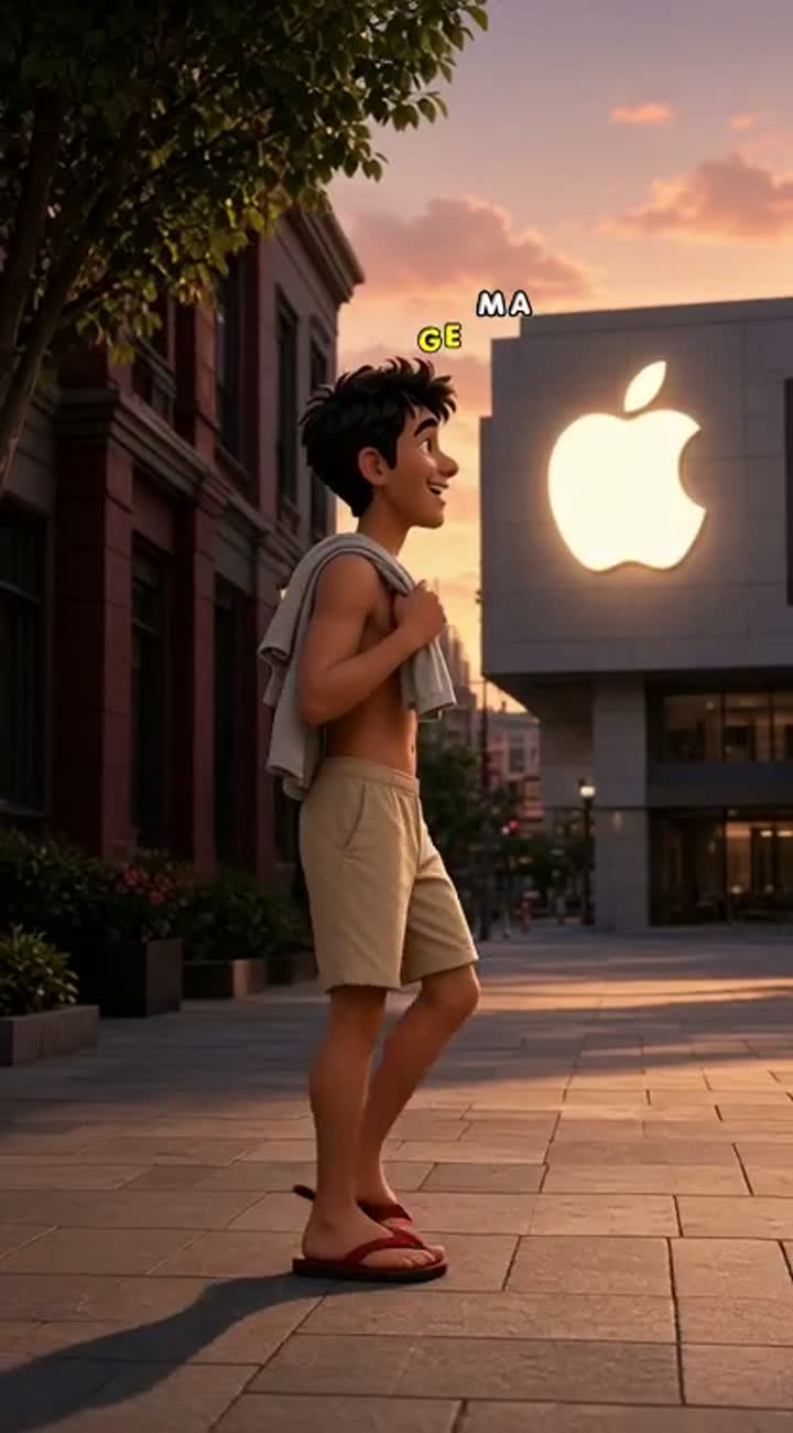 A 3D animated style video, side profile view of a cheerful man… — AI cartoon