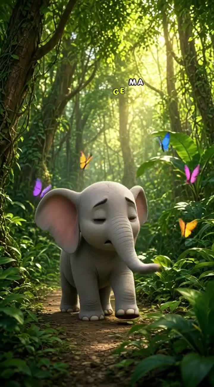 Baby Elephant Gets Lost! Can Her Friends Help? — AI cartoon