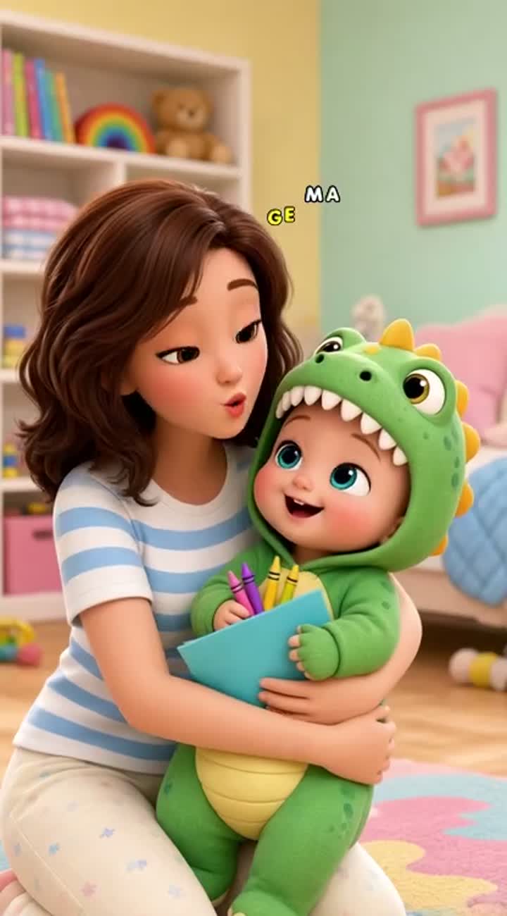 High-quality 3D animated children's cartoon scene, colorful, warm… — AI cartoon