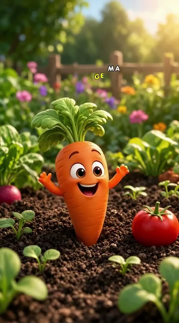 High-quality 3D cartoon animation of an adorable orange carrot… — AI cartoon