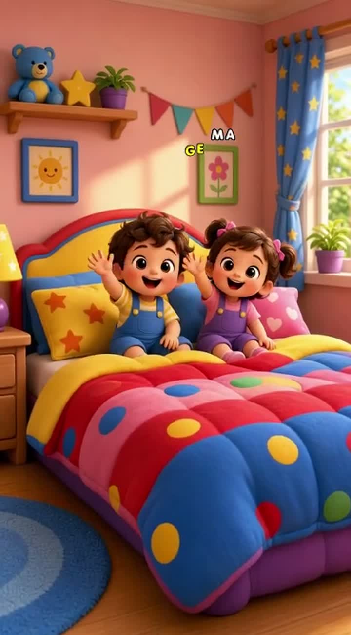 Cute 3D animated toddlers sitting on a cozy… — AI cartoon