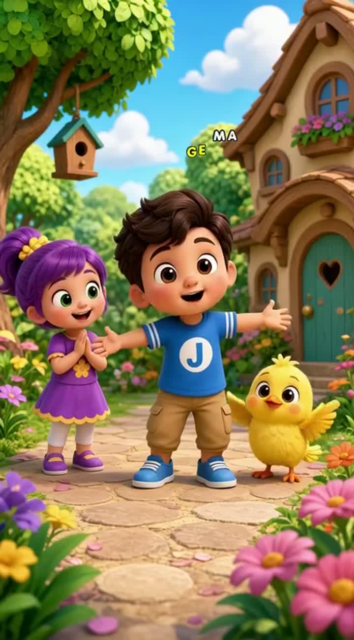 Original Cheerful 3D emanate children's story feature JJ Lilia… — AI cartoon