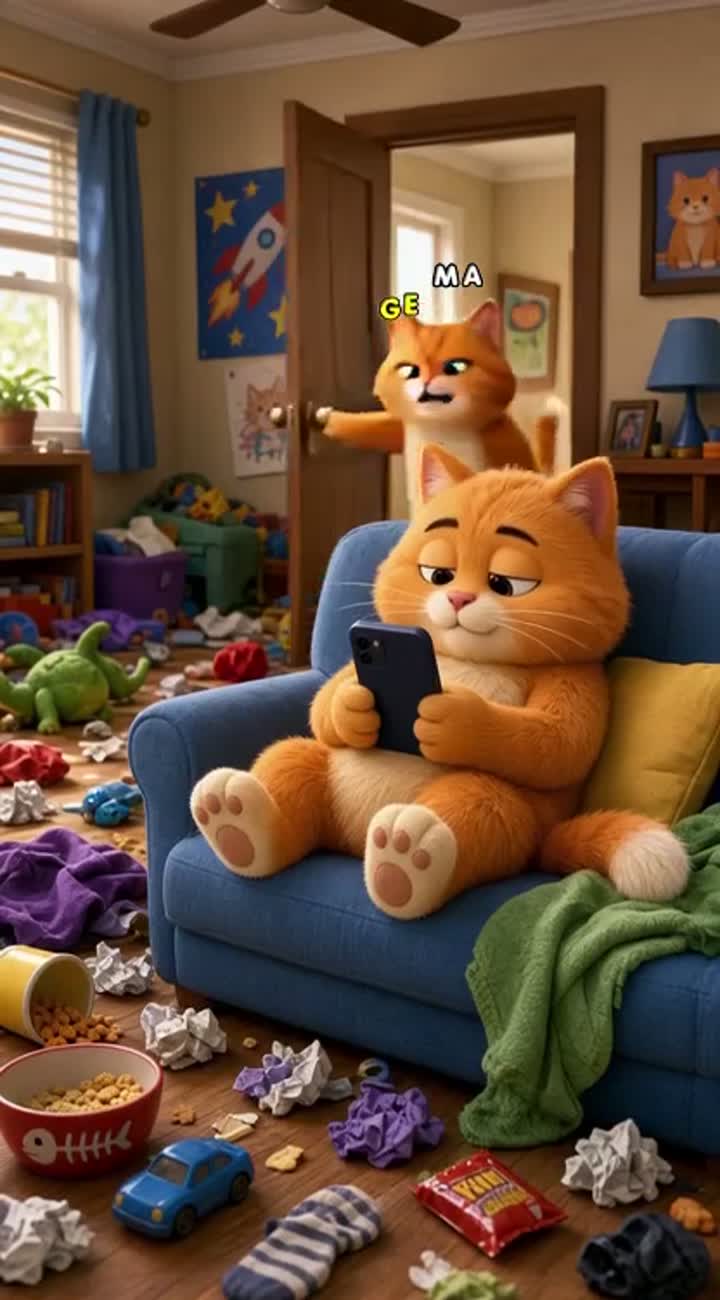 Cartoon Video Prompt: Title: The Lazy Cat… — AI cartoon