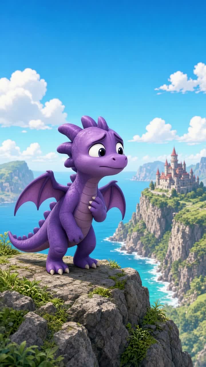 A dragon who is scared of flying, learning to soar Animated… — AI cartoon