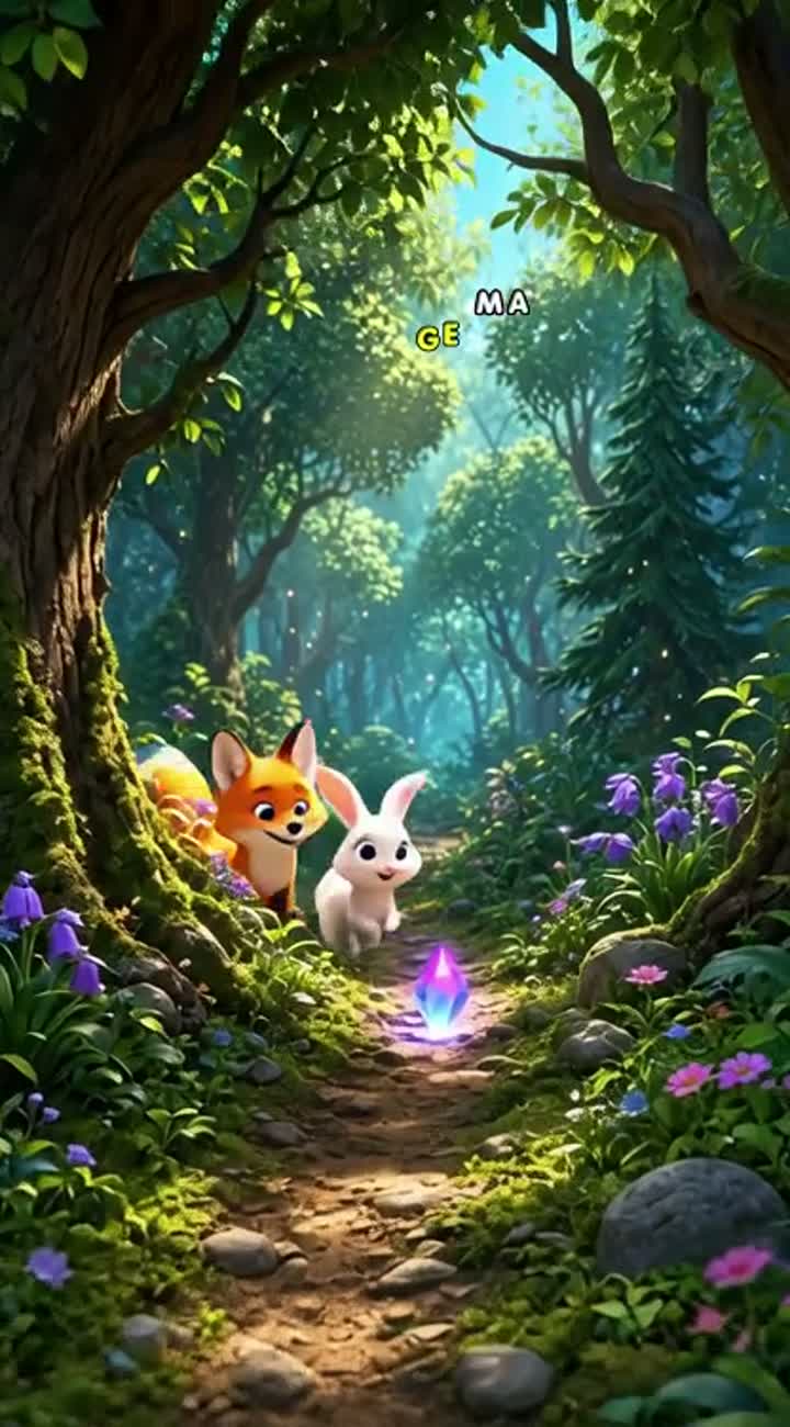 Two adorable cartoon animal friends, Max the little orange fox… — AI cartoon