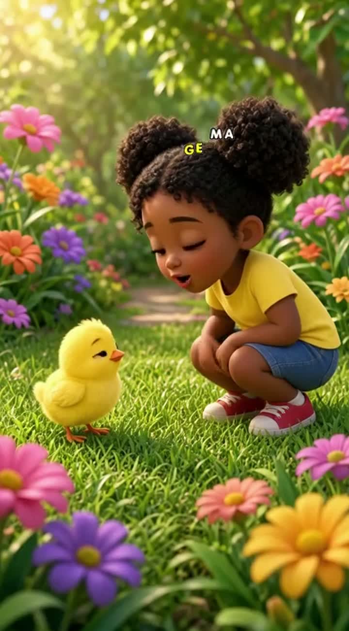 Adorable 3D preschool cartoon of a little yellow baby chick lost… — AI cartoon