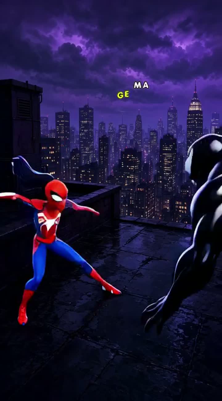 A spidergirl is fight venom Animated cartoon with smooth… — AI cartoon