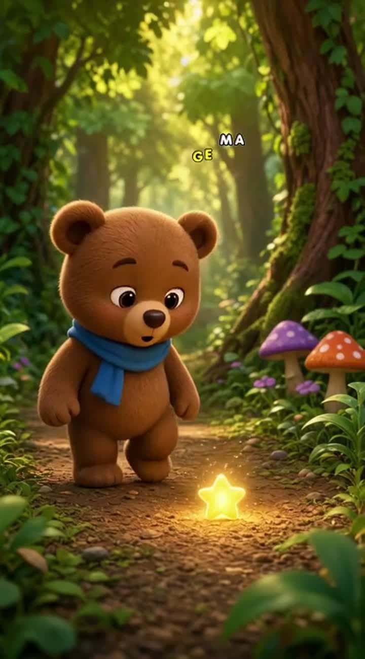 Bobby, a small brown teddy bear with a blue scarf… — AI cartoon