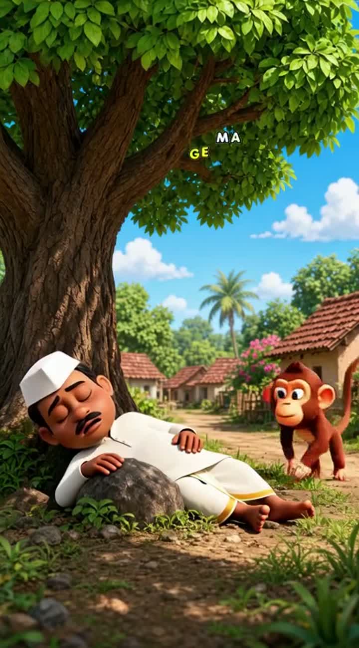 Funny 3D animated cartoon comedy video in a beautiful Indian village — AI cartoon