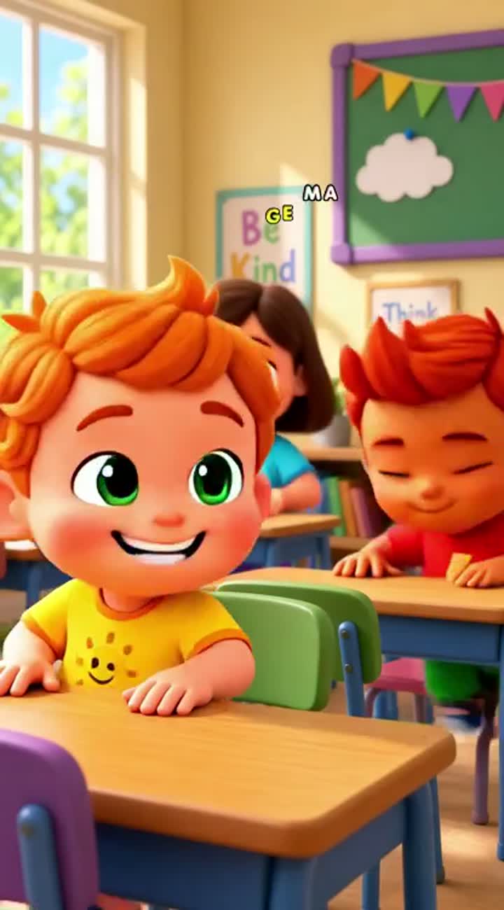 A colorful 3D cartoon of four schoolchildren showing different… — AI cartoon