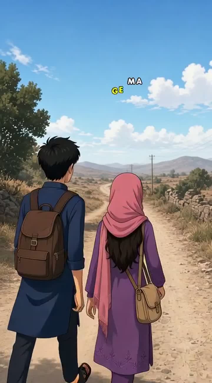 Ali our amna ja rahi the sunsan road se peeche se awaz ai ruko ali… — AI cartoon
