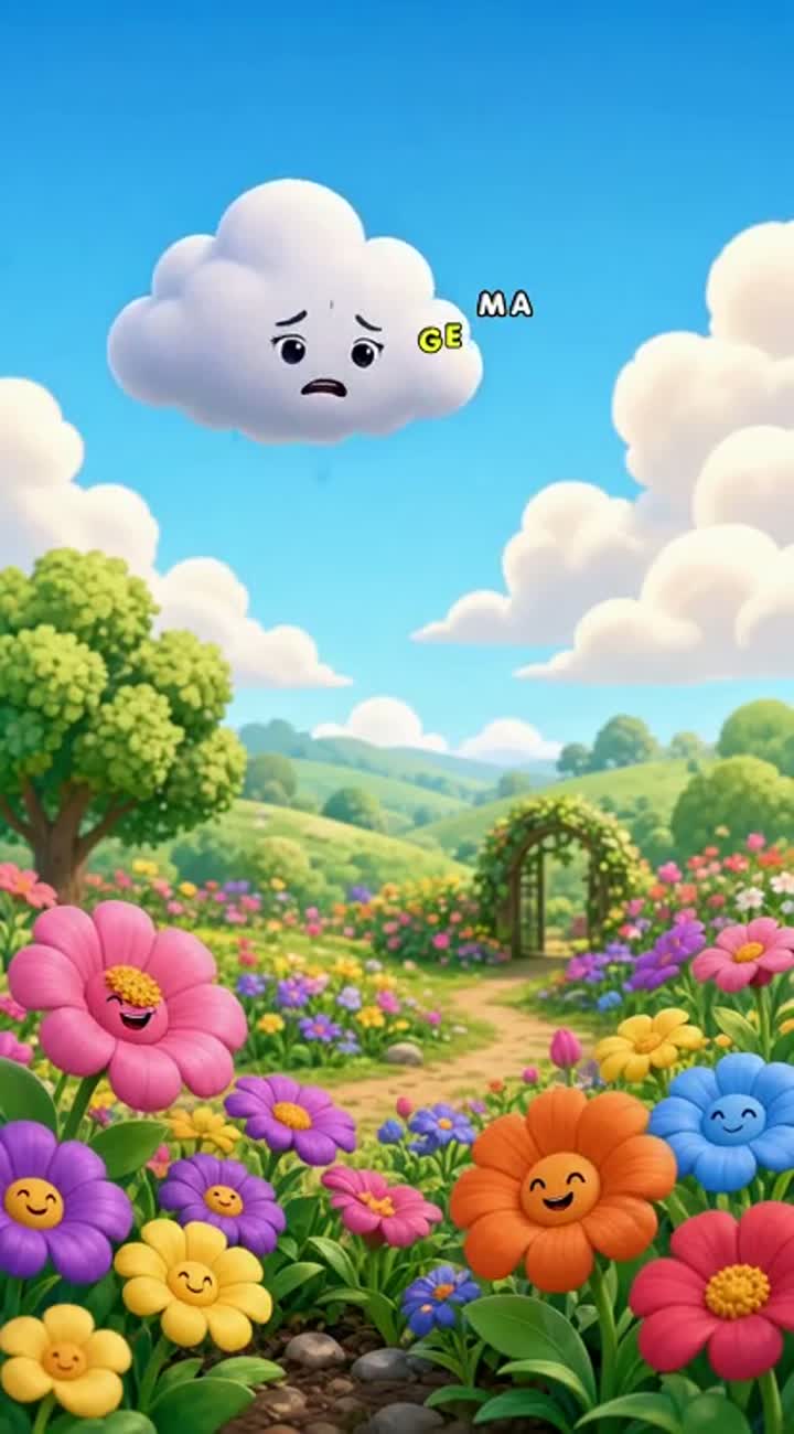 The Little Cloud Who Learned to Smile — AI cartoon