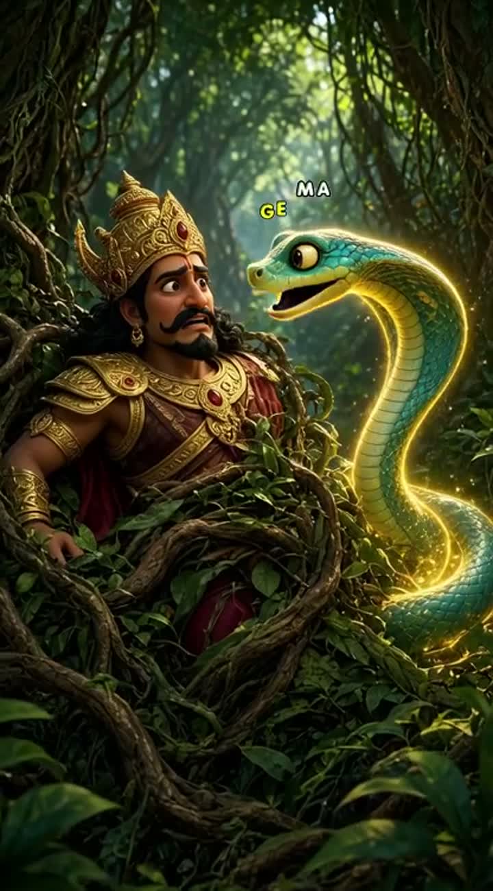 In a lush, dense forest long ago, Ravana… — AI cartoon