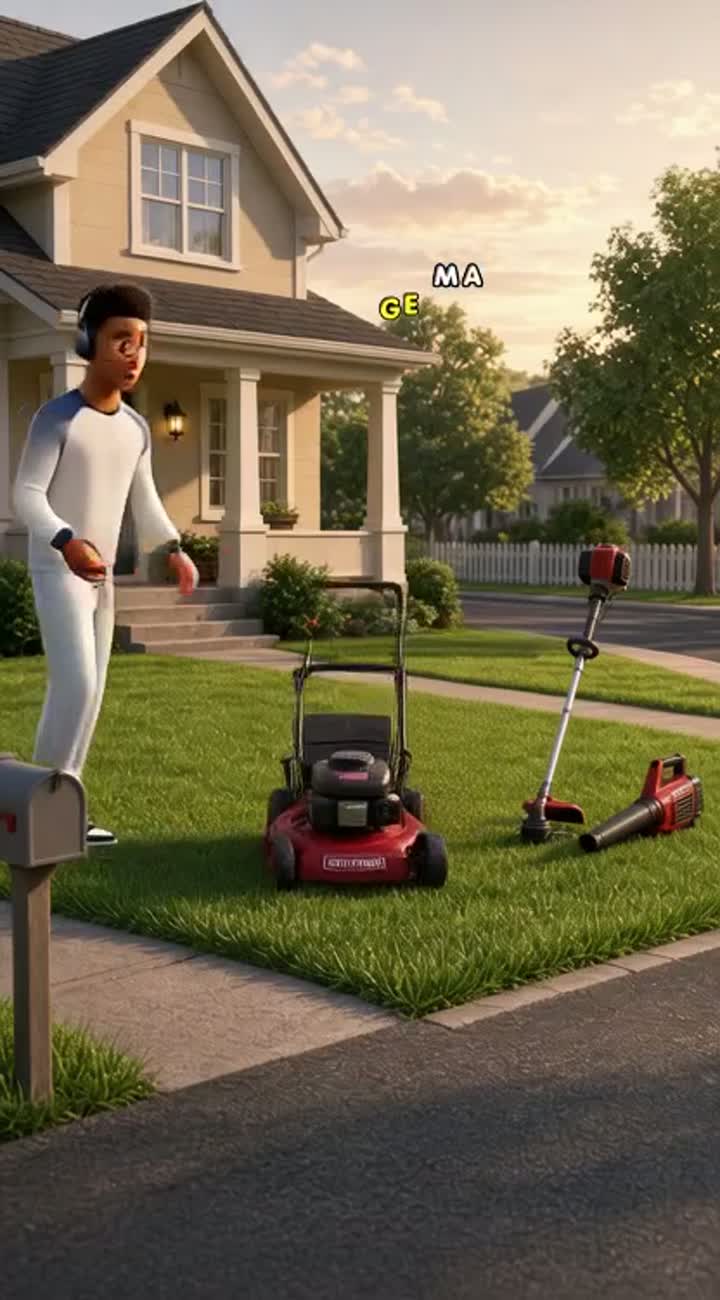 Pixar-inspired 3D animated movie about a teenage lawn care… — AI cartoon