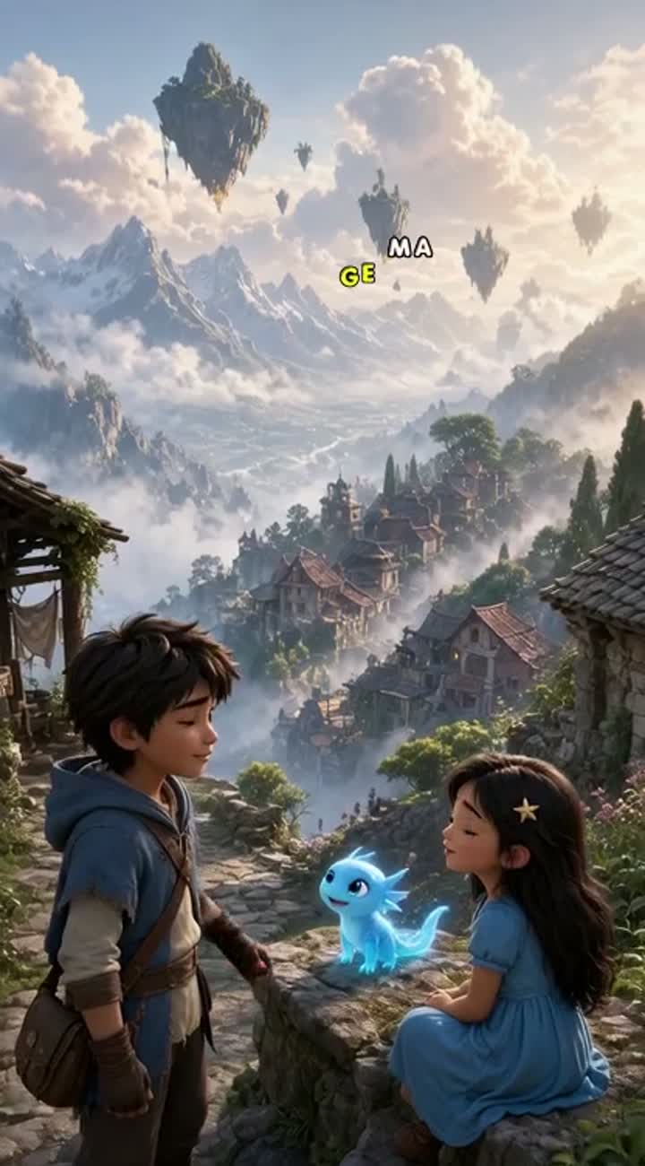 Cretea a PROMPT 002 - The Village Above the Valley… — AI cartoon