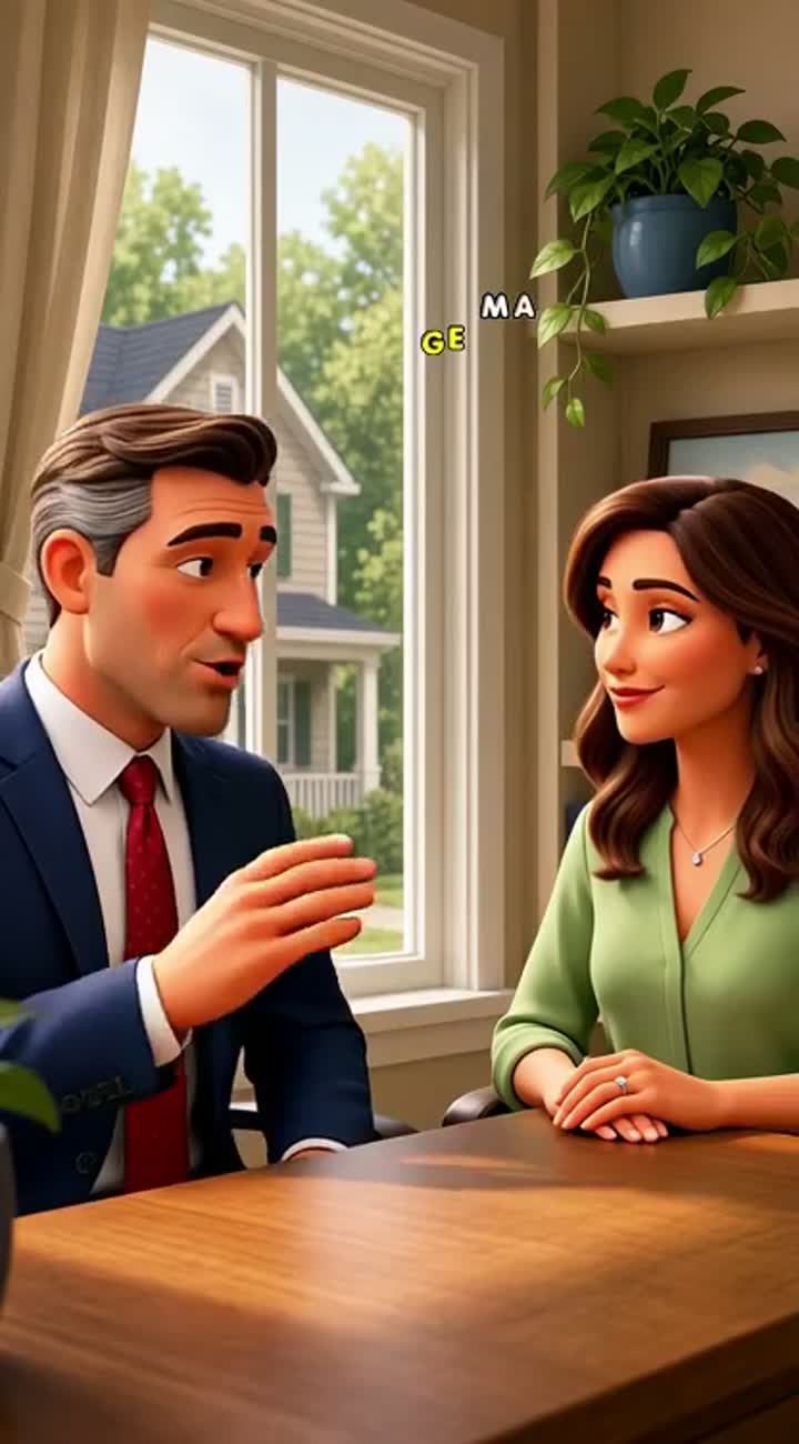 A professional male realtor gives a prospective homebuyer clear… — AI cartoon