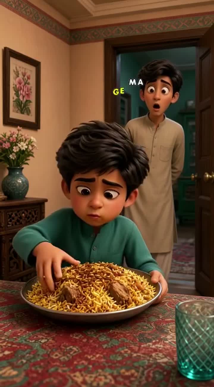 High-quality 3D cartoon drama set in a Pakistani home — AI cartoon