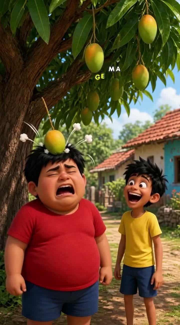 Funny 3D animated cartoon in an Indian village — AI cartoon