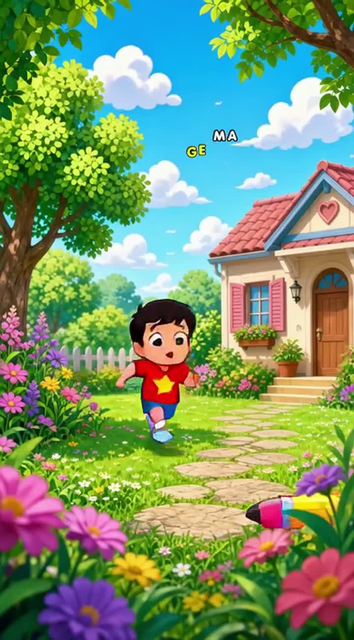 A boy name Chintu was playing in the garden and he found a magic… — AI cartoon