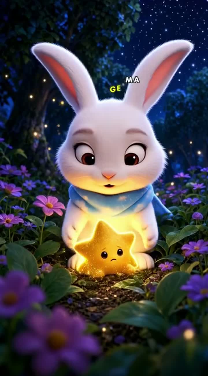 PARA VIDEO INFANTIL ANIMADO - "EL CONEJITO QUE GUARDABA LAS ESTRELLAS — AI cartoon