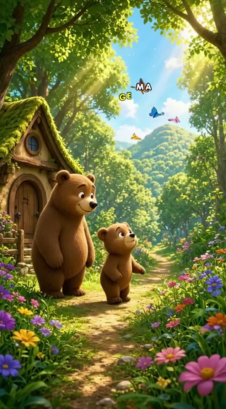 On a beautiful sunny morning deep inside a lush green forest… — AI cartoon