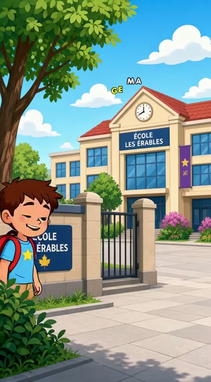 Faite moi une vidéo que un garçon il vas a l'école Animated… — AI cartoon