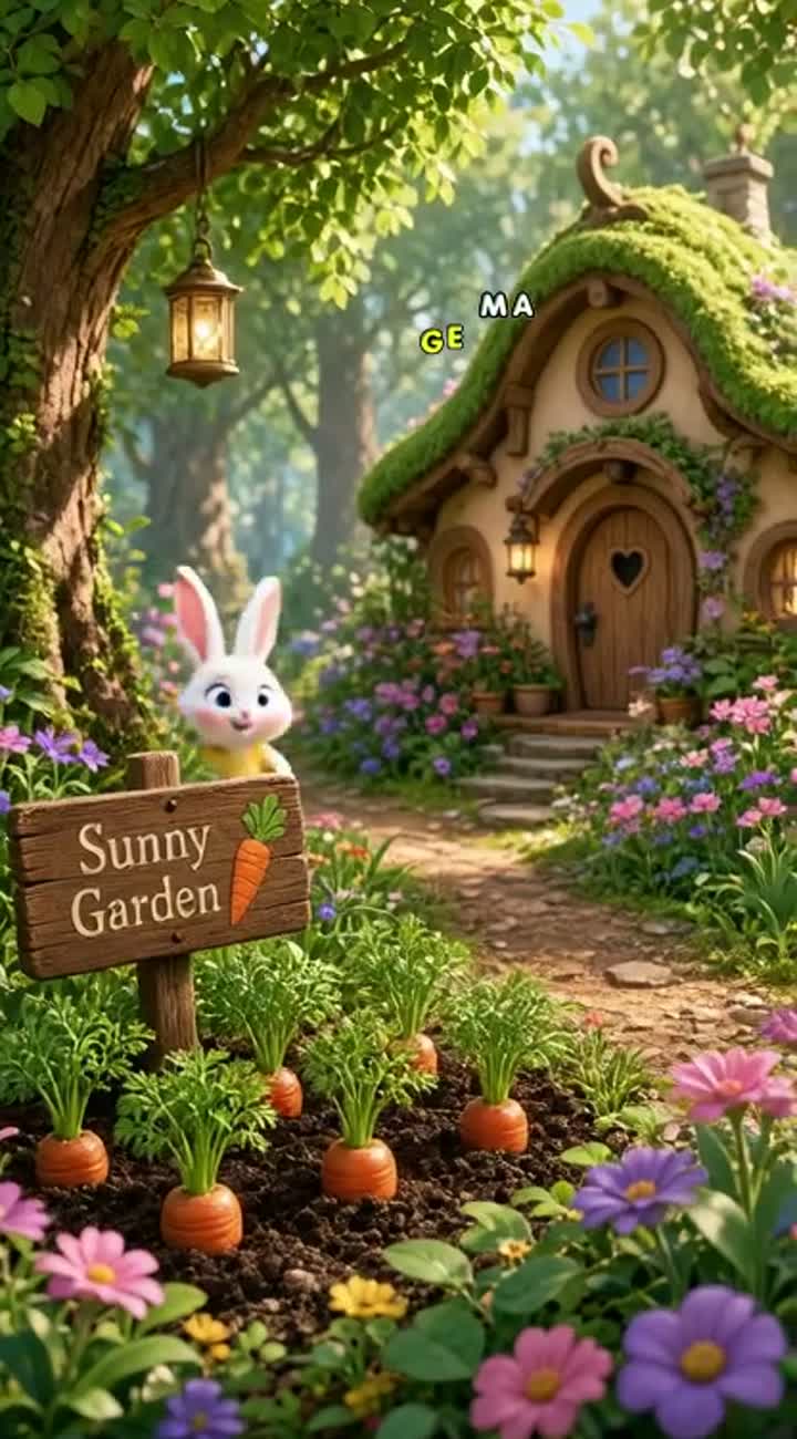 Beautiful 3D animated children's story titled "The Little Rabbit… — AI cartoon