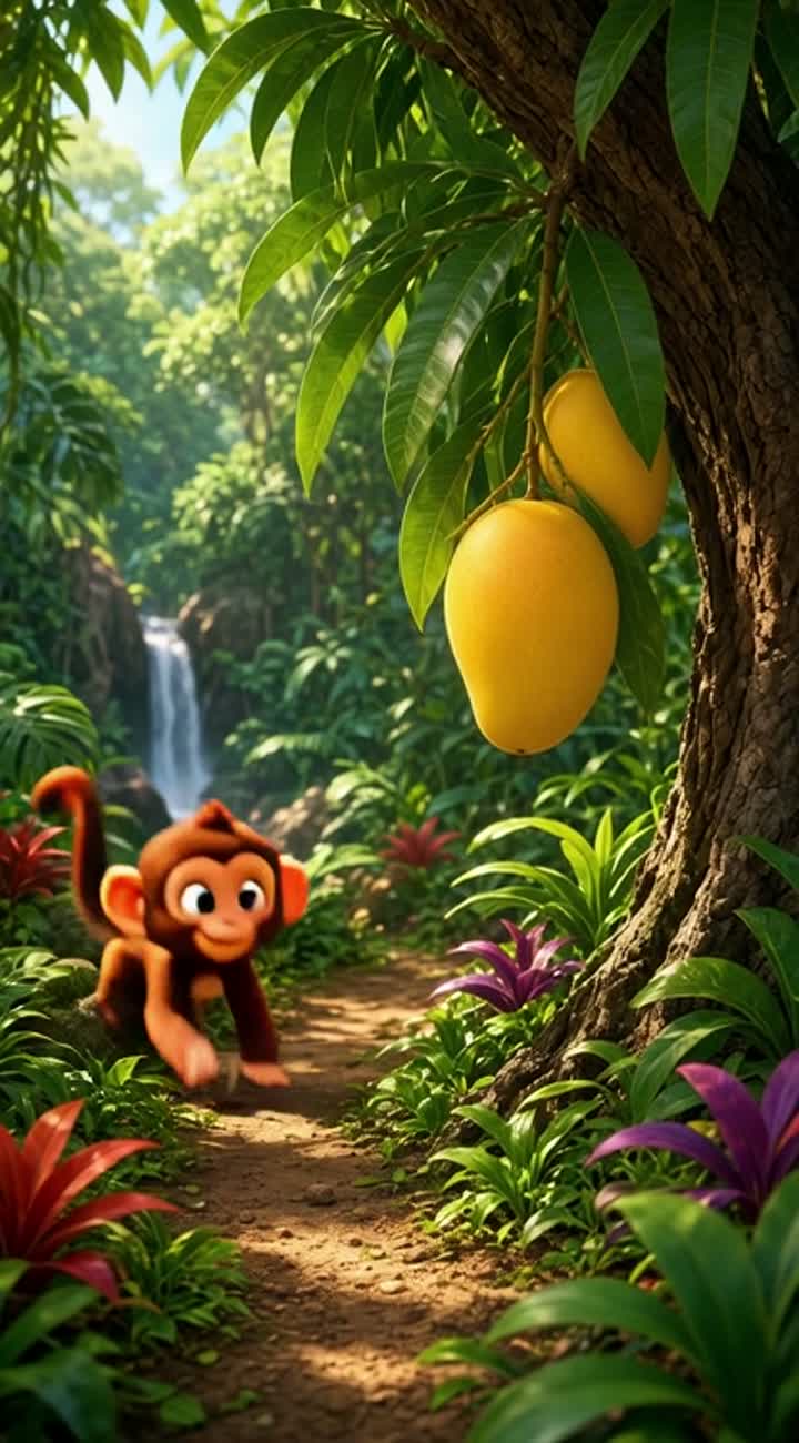 Scene 1: Miko Finds a Mango — AI cartoon