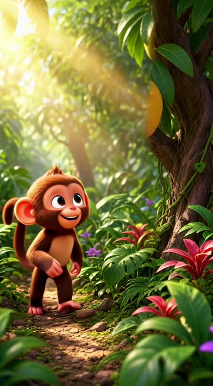 Scene 1: Miko Finds a Mango — AI cartoon