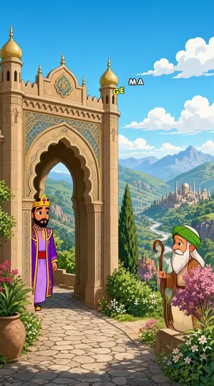 The king who asked a dervish what makes a man rich Animated… — AI cartoon