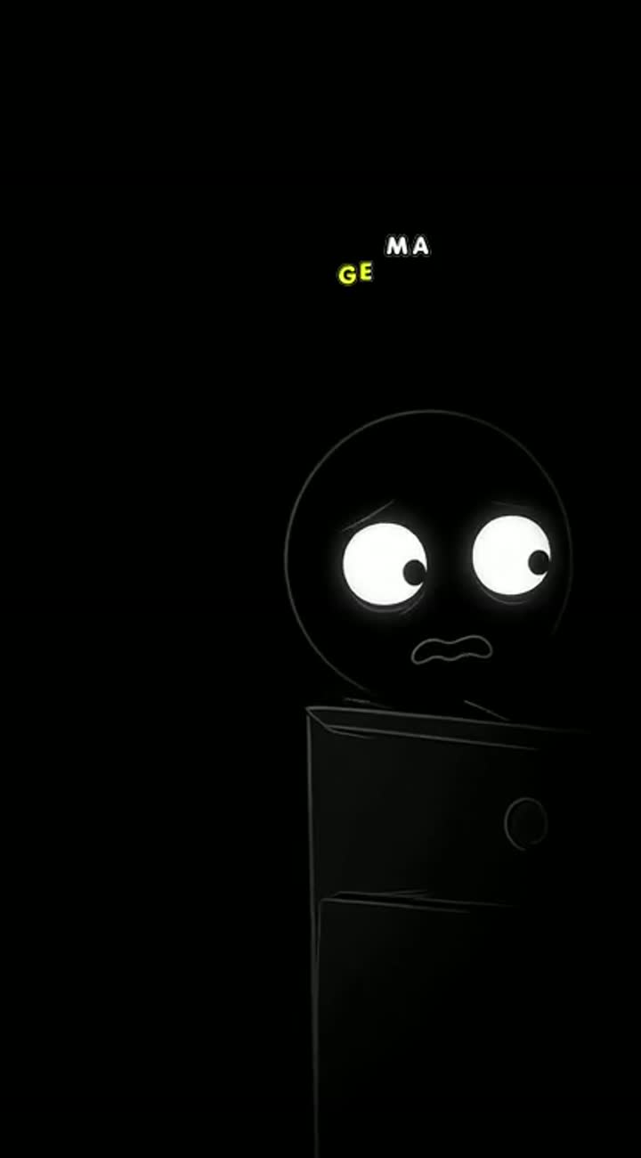 2D stickman minimal style, black background… — AI cartoon