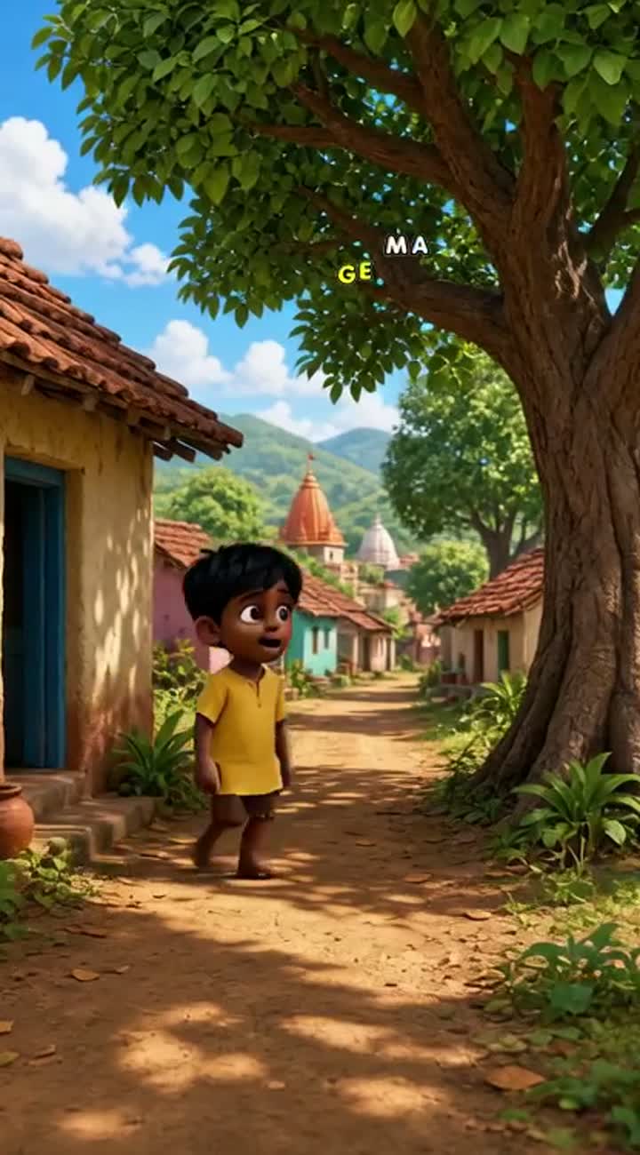 3D animated cartoon story about a poor Indian boy and a funny… — AI cartoon