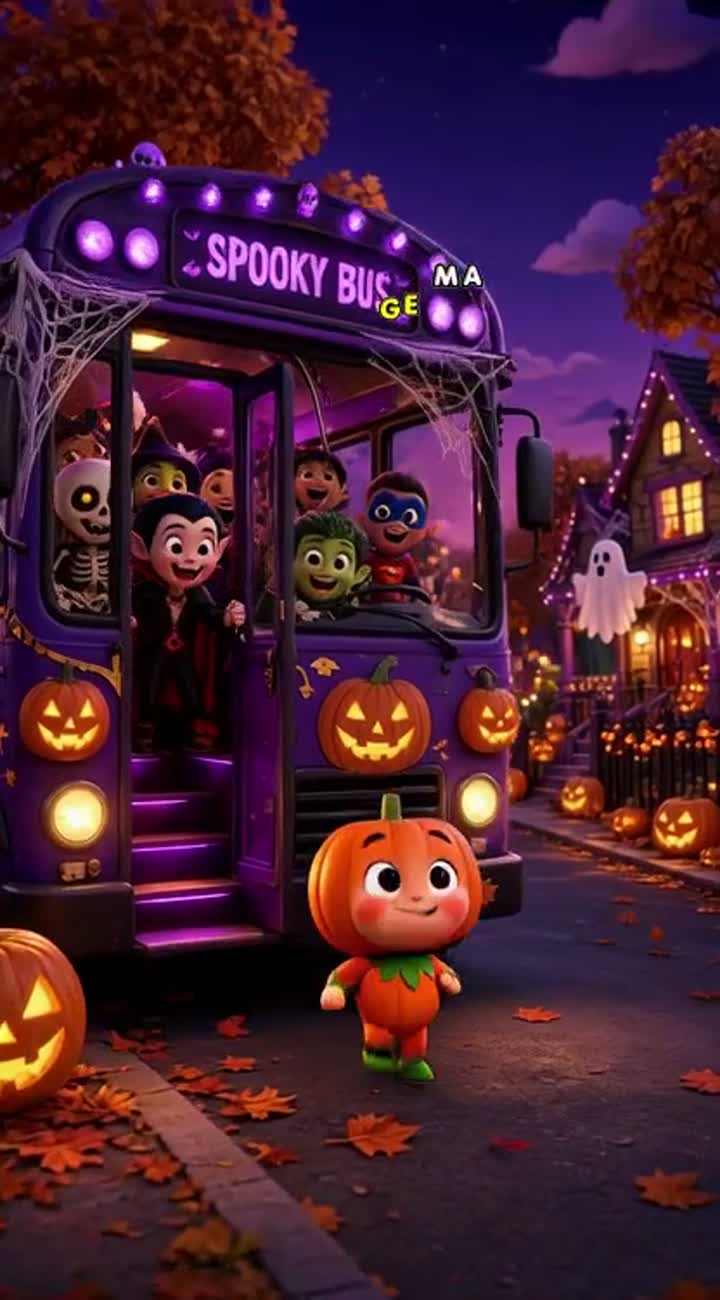 Colorful, adorable 3D animated Halloween adventure for kids\ — AI cartoon