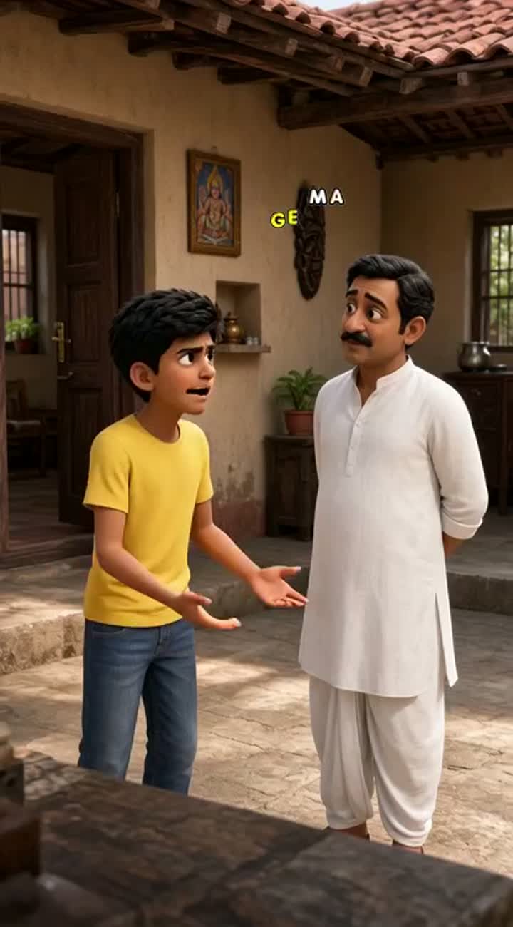 An 18-year-old Indian boy with short black hair… — AI cartoon