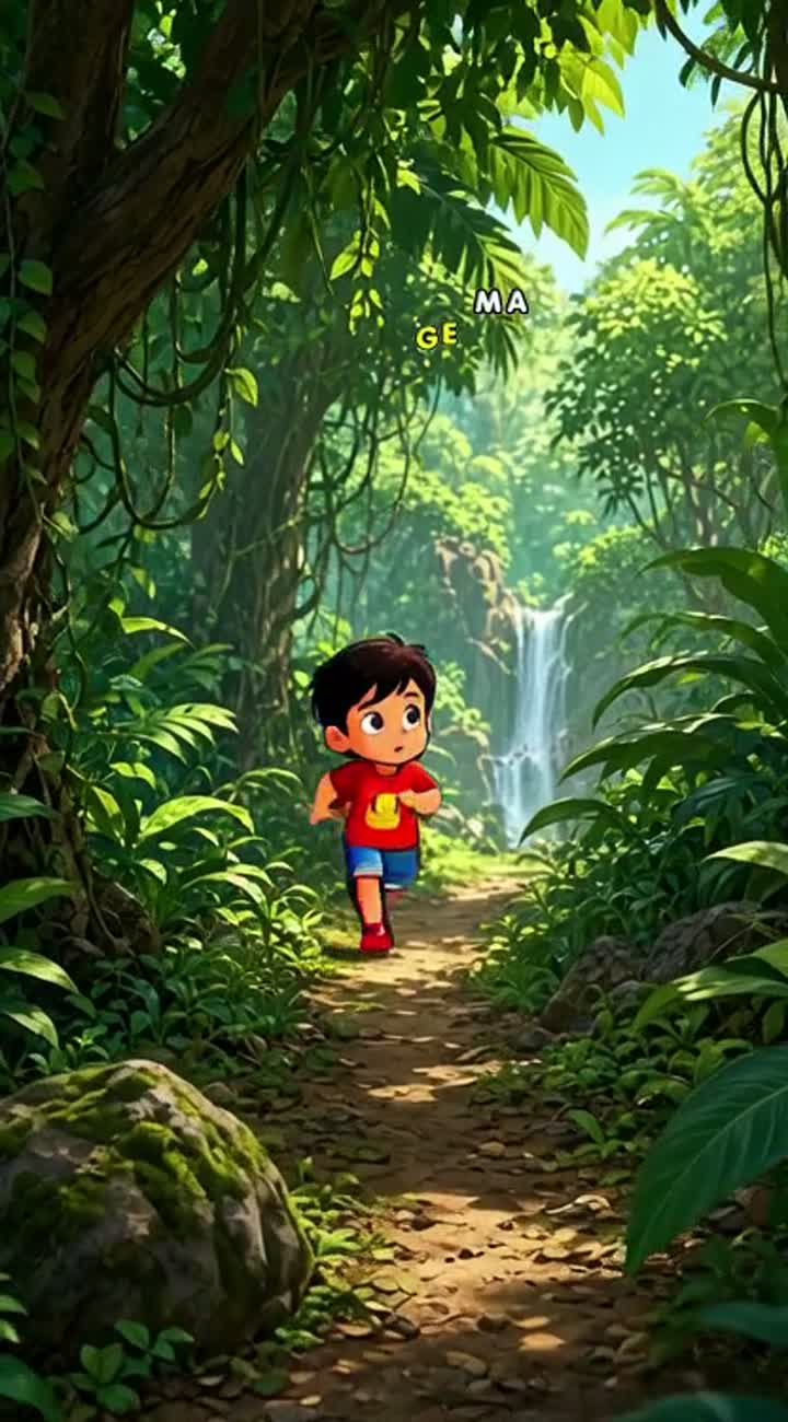 A funny Bangladeshi boy finds a mysterious egg in a jungle… — AI cartoon